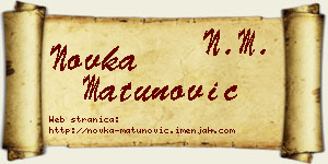 Novka Matunović vizit kartica